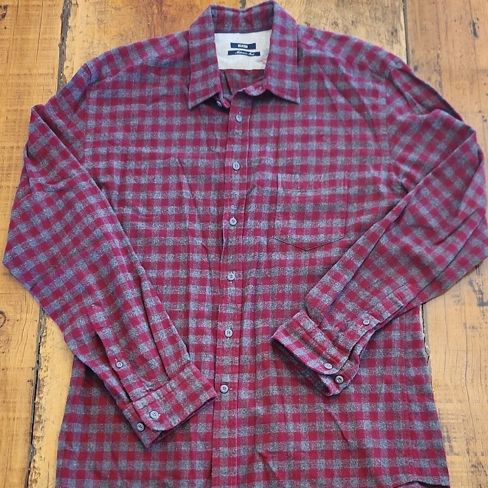 Men's Red and Gray Plaid Shirt